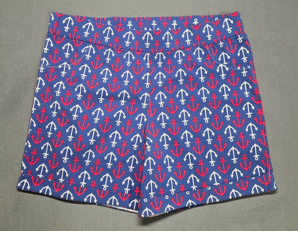 Womens 3X Pull On Stretchy Shorts Coastal Anchor Sail Beach Pockets Casual